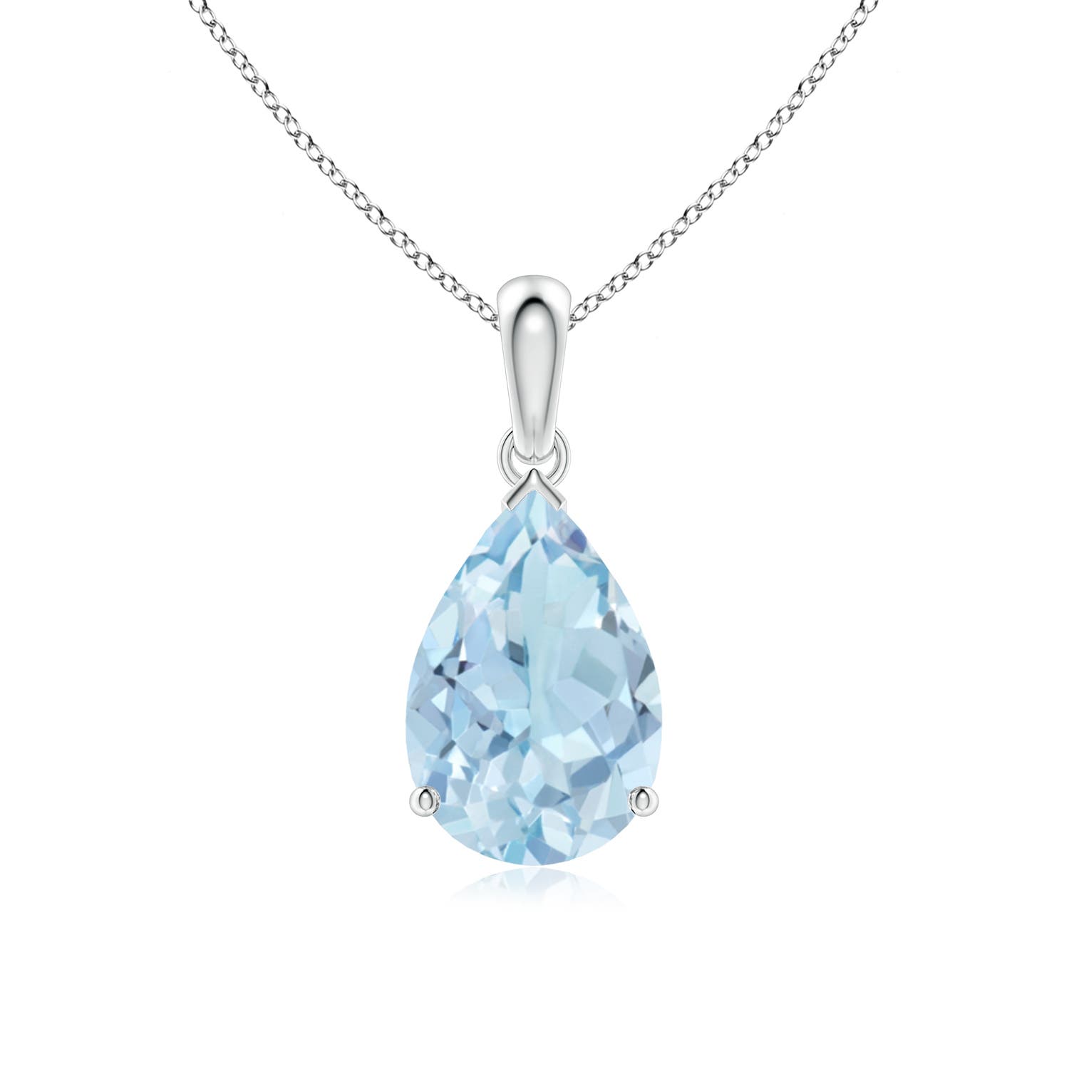 12x8mm AA Pear-Shaped Aquamarine Solitaire Pendant in P950 Platinum