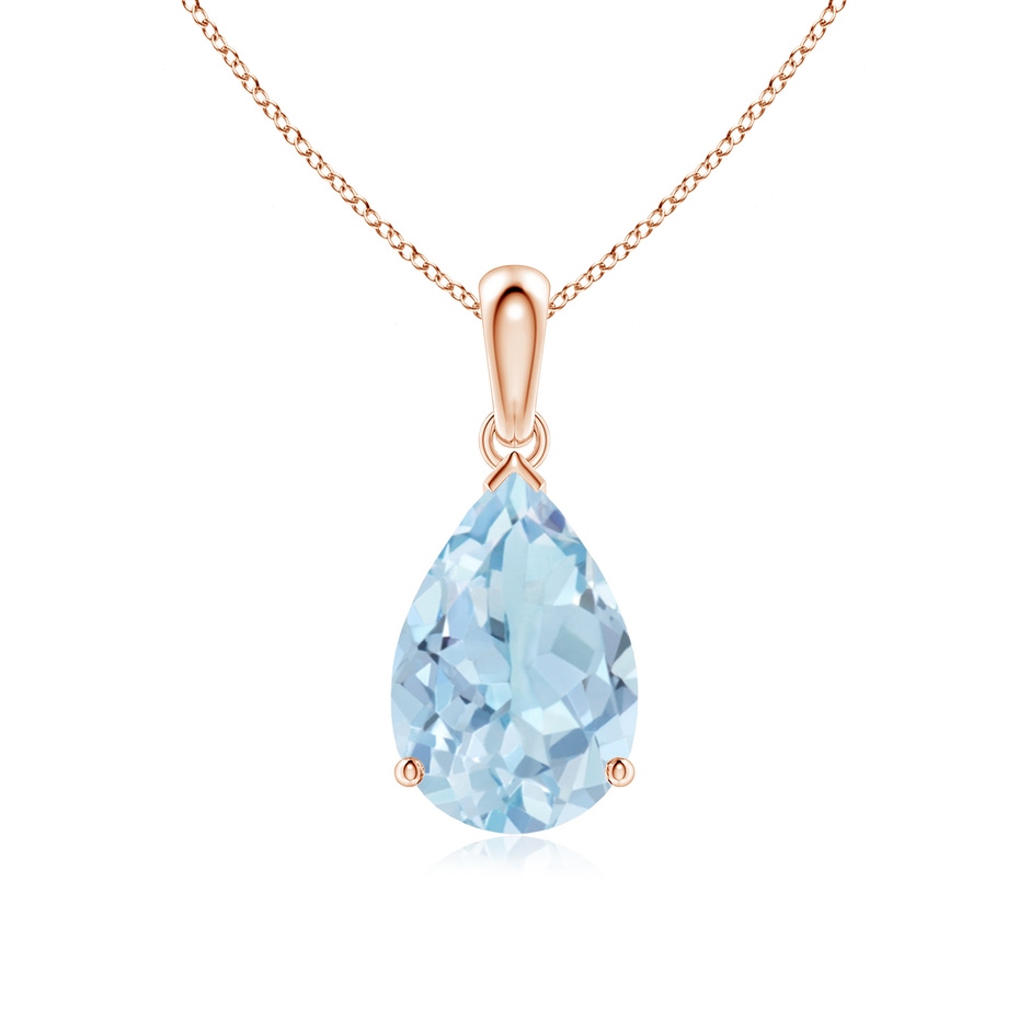 12x8mm AA Pear-Shaped Aquamarine Solitaire Pendant in Rose Gold 