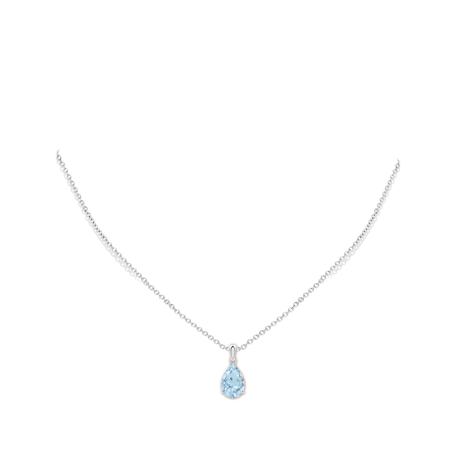 12x8mm AA Pear-Shaped Aquamarine Solitaire Pendant in White Gold pen
