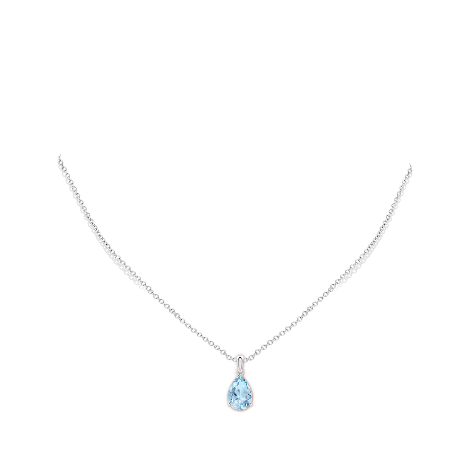 12x8mm AAA Pear-Shaped Aquamarine Solitaire Pendant in P950 Platinum pen