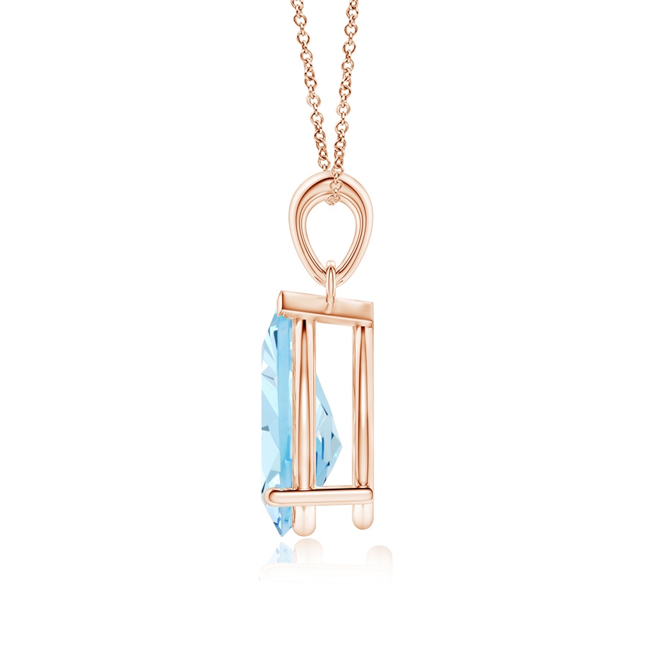 12x8mm AAA Pear-Shaped Aquamarine Solitaire Pendant in Rose Gold side 199
