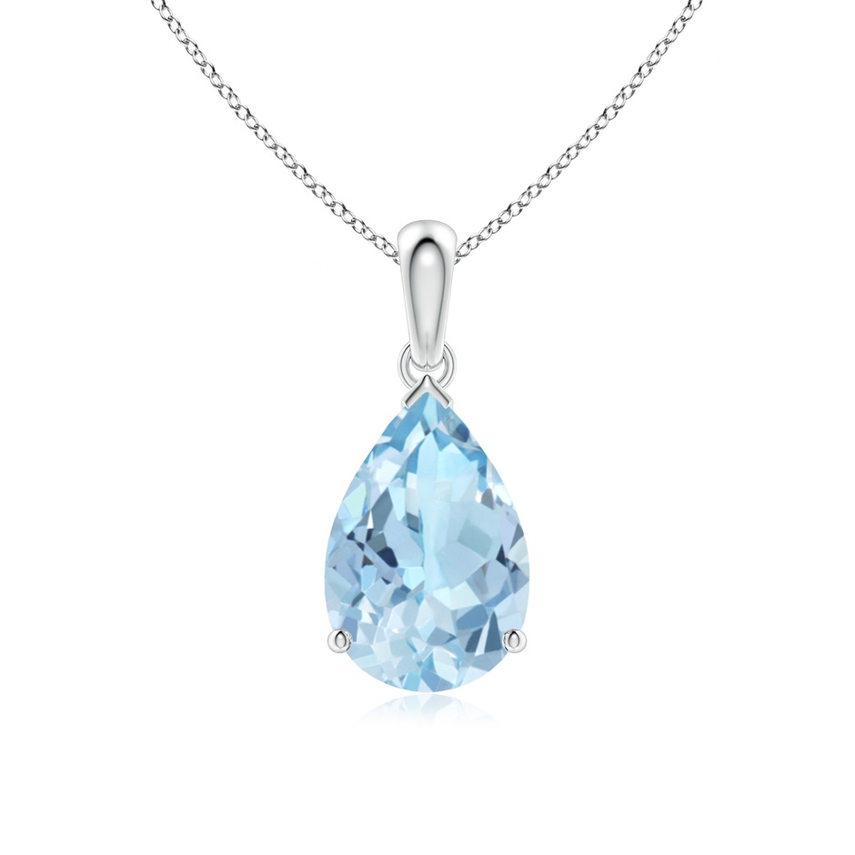 12x8mm AAA Pear-Shaped Aquamarine Solitaire Pendant in White Gold 