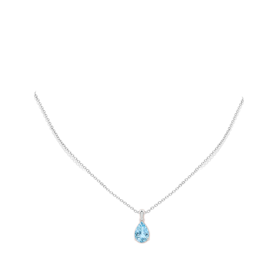 12x8mm AAAA Pear-Shaped Aquamarine Solitaire Pendant in P950 Platinum pen