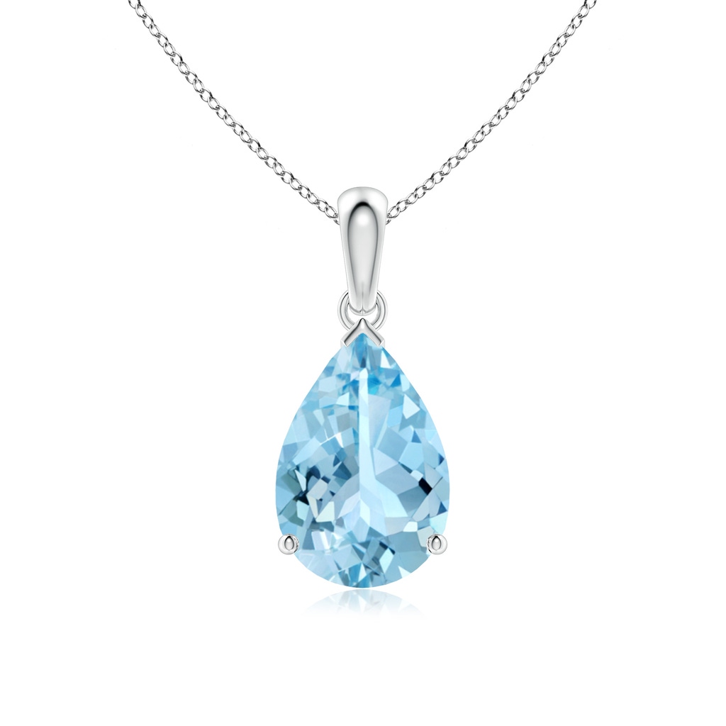 12x8mm AAAA Pear-Shaped Aquamarine Solitaire Pendant in S999 Silver
