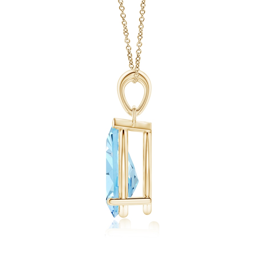 12x8mm AAAA Pear-Shaped Aquamarine Solitaire Pendant in Yellow Gold side 199