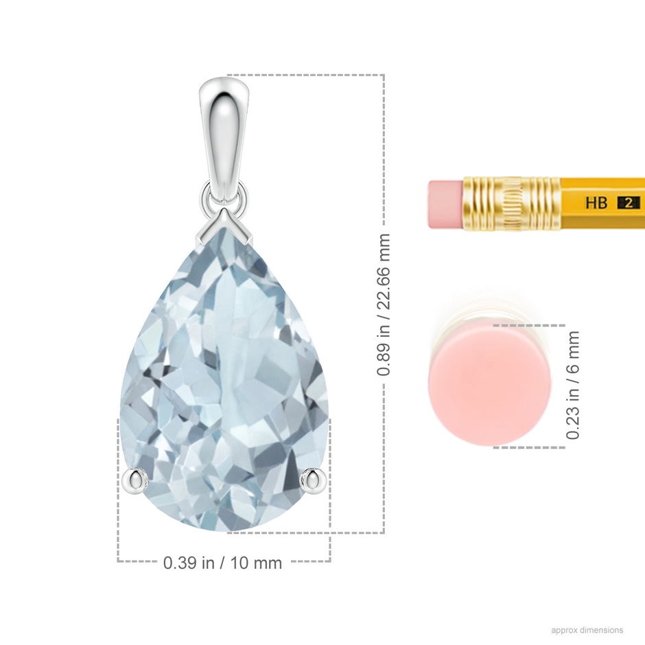 15x10mm A Pear-Shaped Aquamarine Solitaire Pendant in White Gold ruler