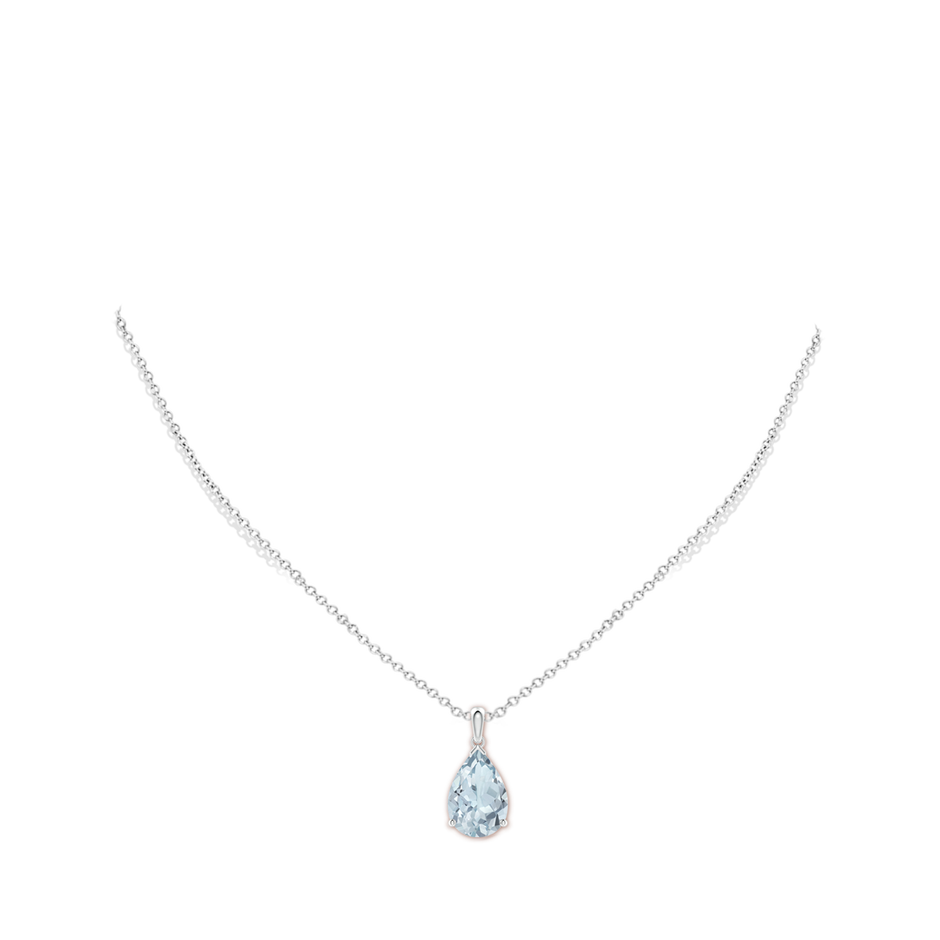 15x10mm A Pear-Shaped Aquamarine Solitaire Pendant in White Gold pen