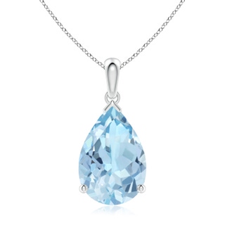 15x10mm AAA Pear-Shaped Aquamarine Solitaire Pendant in P950 Platinum