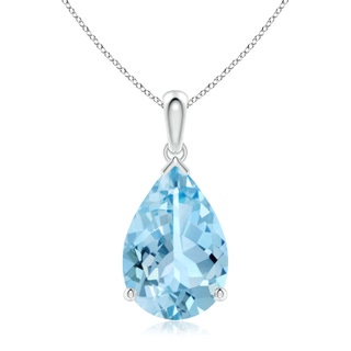 15x10mm AAAA Pear-Shaped Aquamarine Solitaire Pendant in 18K White Gold