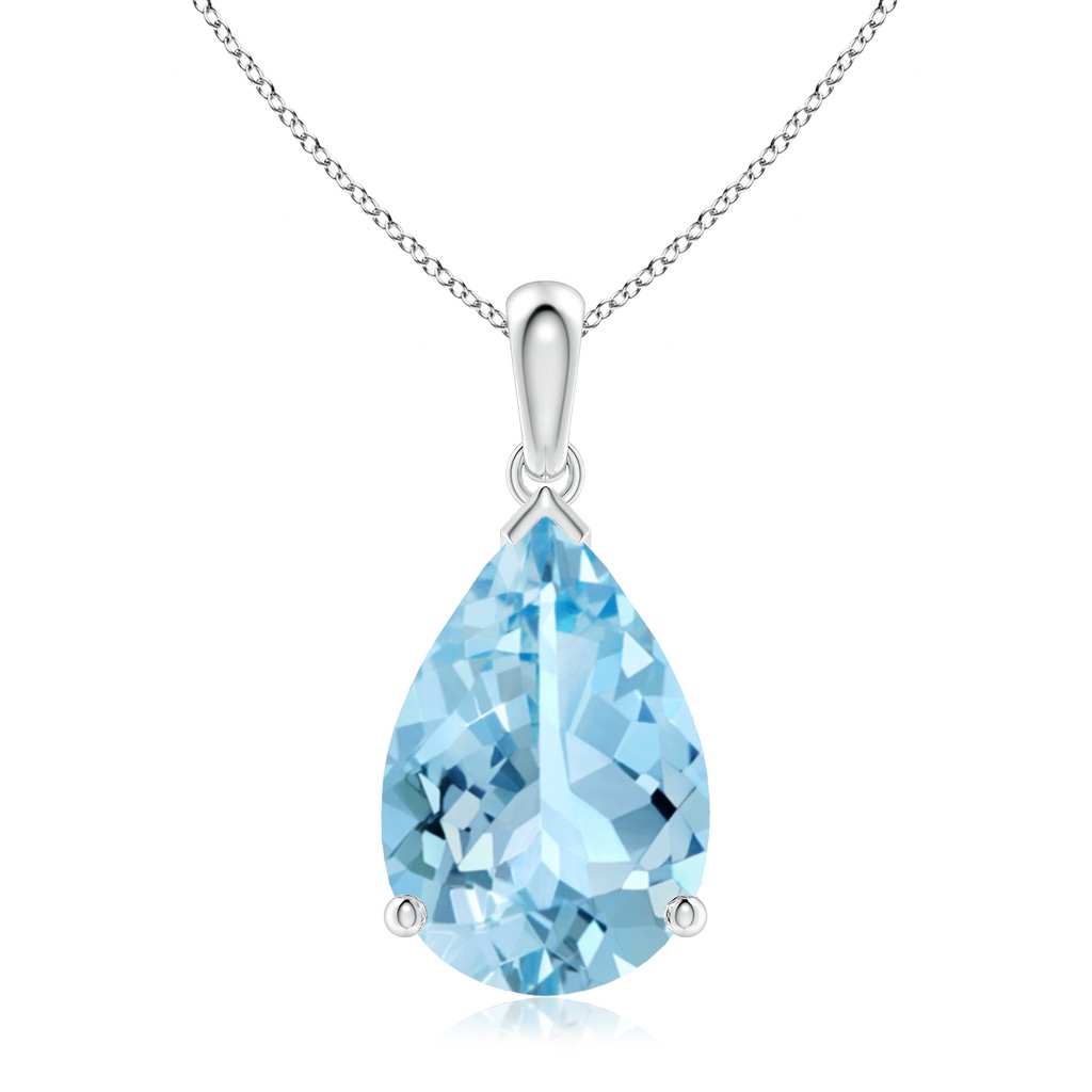 15x10mm AAAA Pear-Shaped Aquamarine Solitaire Pendant in P950 Platinum