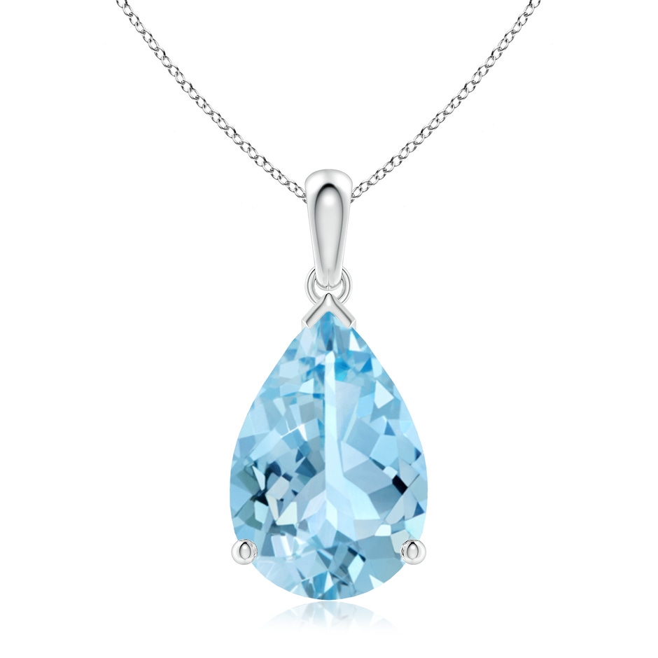 15x10mm AAAA Pear-Shaped Aquamarine Solitaire Pendant in P950 Platinum 