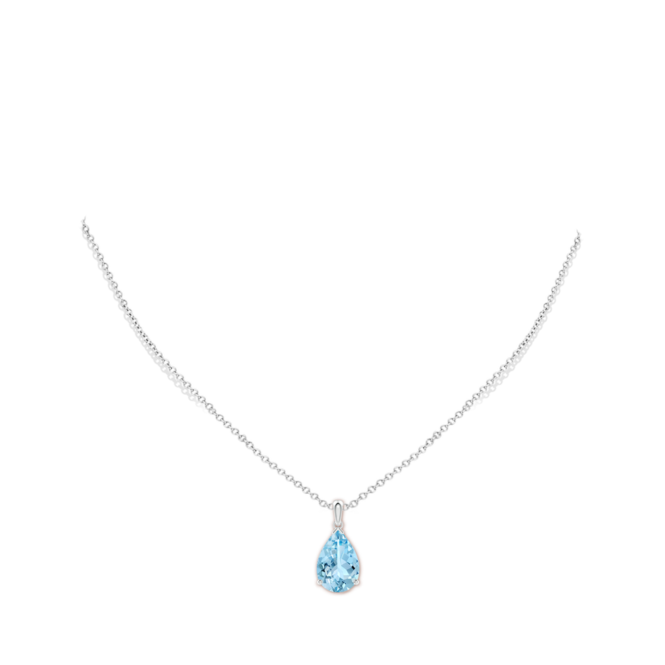 15x10mm AAAA Pear-Shaped Aquamarine Solitaire Pendant in S999 Silver pen