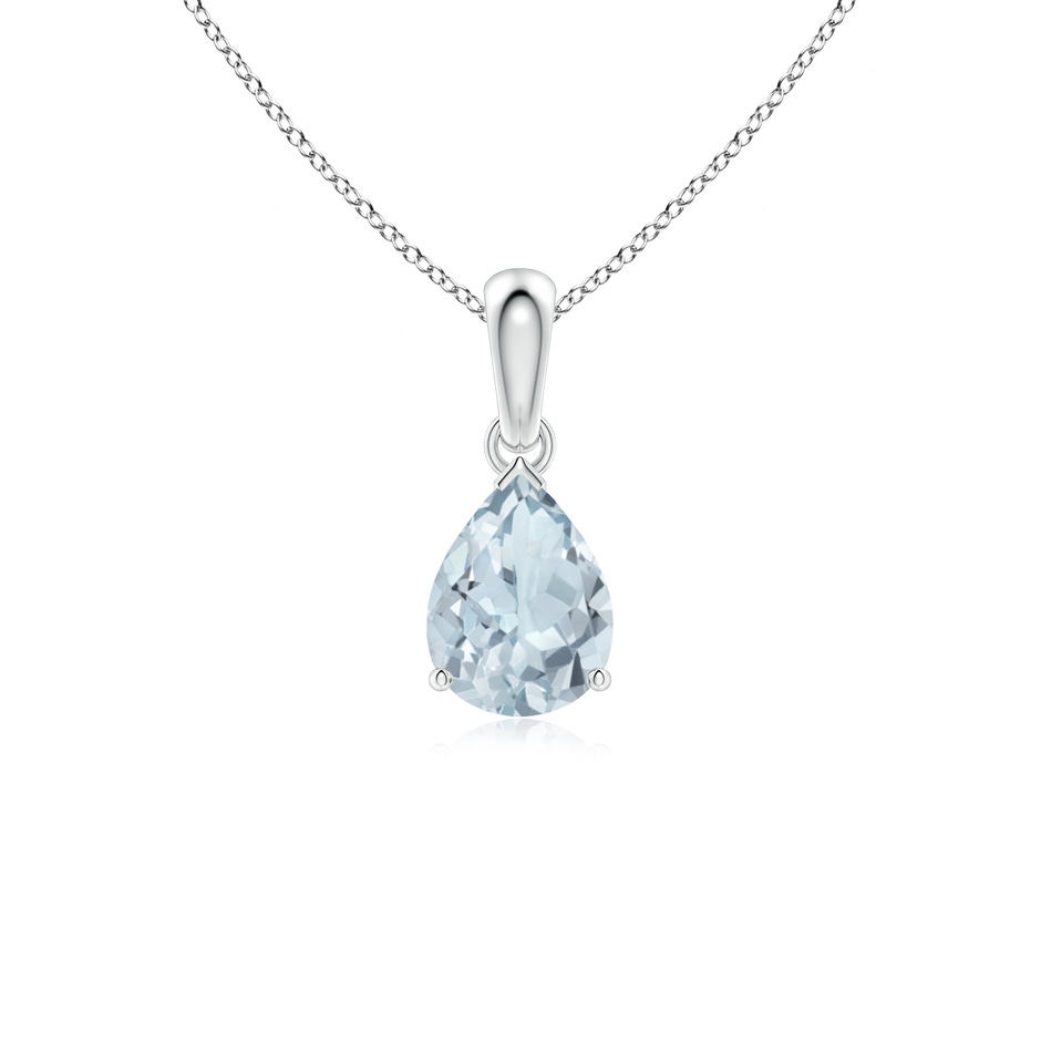8x6mm A Pear-Shaped Aquamarine Solitaire Pendant in S999 Silver 