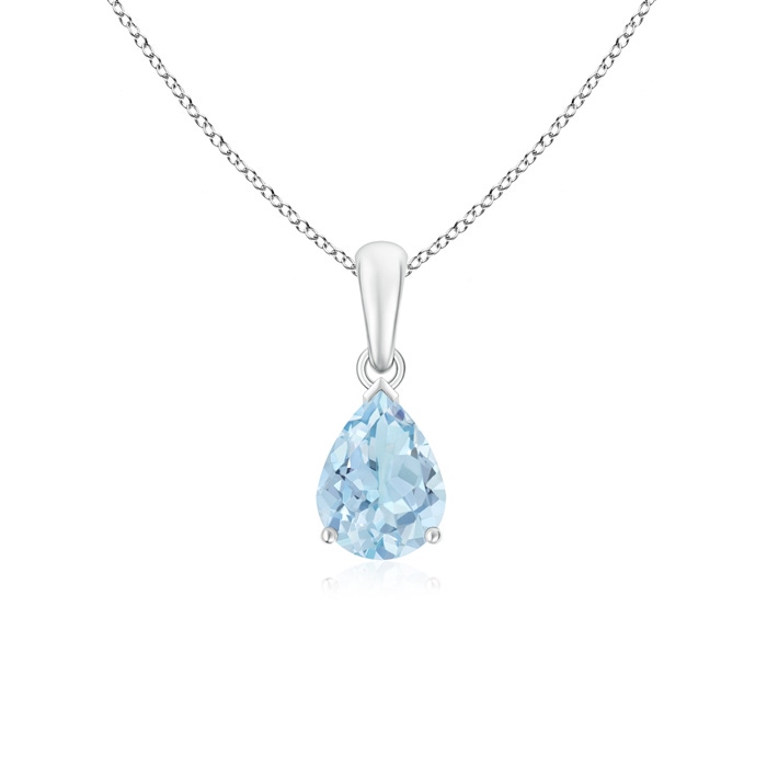 8x6mm AA Pear-Shaped Aquamarine Solitaire Pendant in S999 Silver