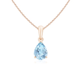 8x6mm AAA Pear-Shaped Aquamarine Solitaire Pendant in Rose Gold