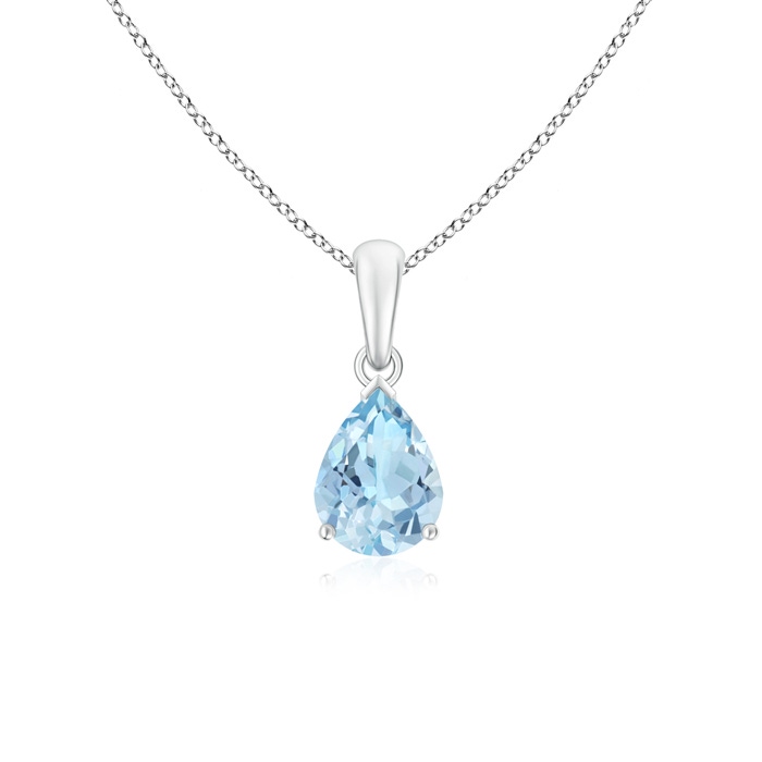 8x6mm AAA Pear-Shaped Aquamarine Solitaire Pendant in S999 Silver