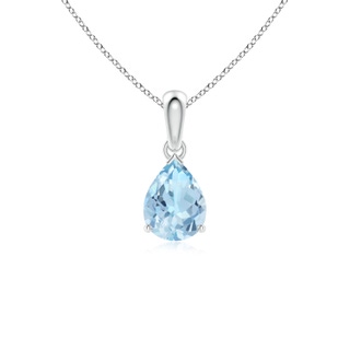 8x6mm AAA Pear-Shaped Aquamarine Solitaire Pendant in S999 Silver