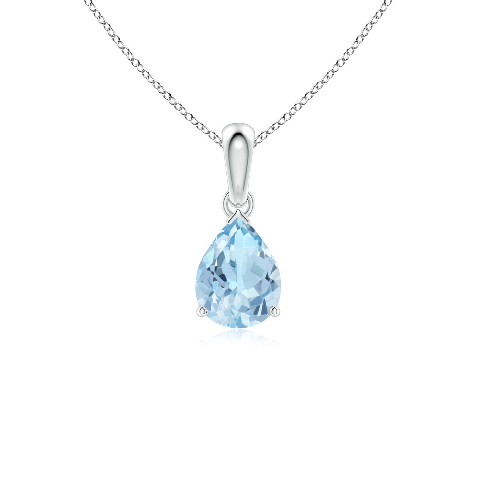 8x6mm AAA Pear-Shaped Aquamarine Solitaire Pendant in S999 Silver 