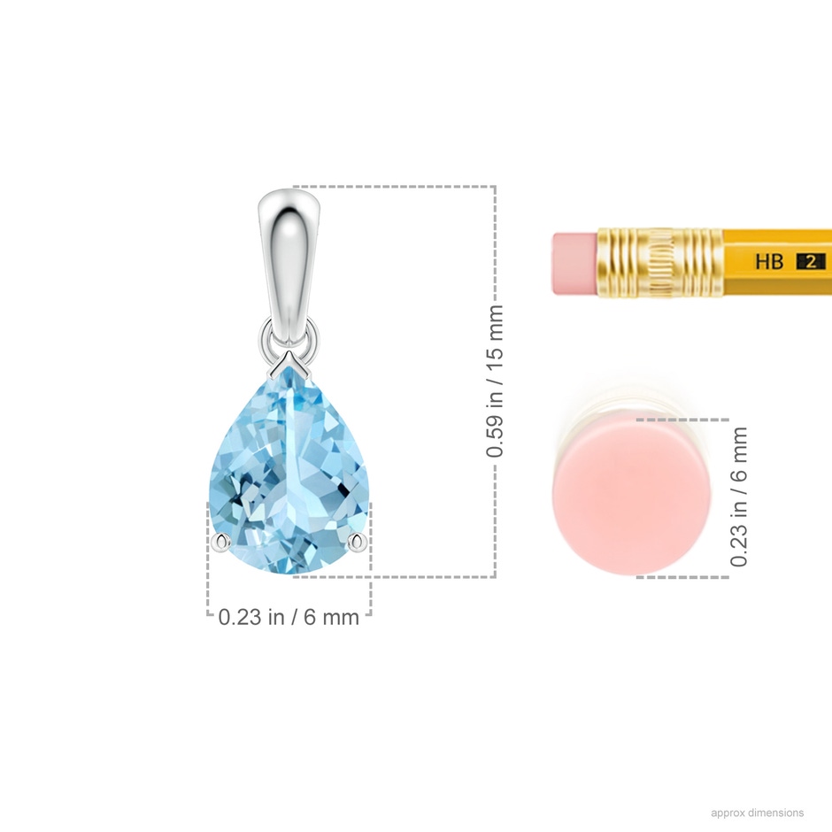 8x6mm AAAA Pear-Shaped Aquamarine Solitaire Pendant in P950 Platinum ruler
