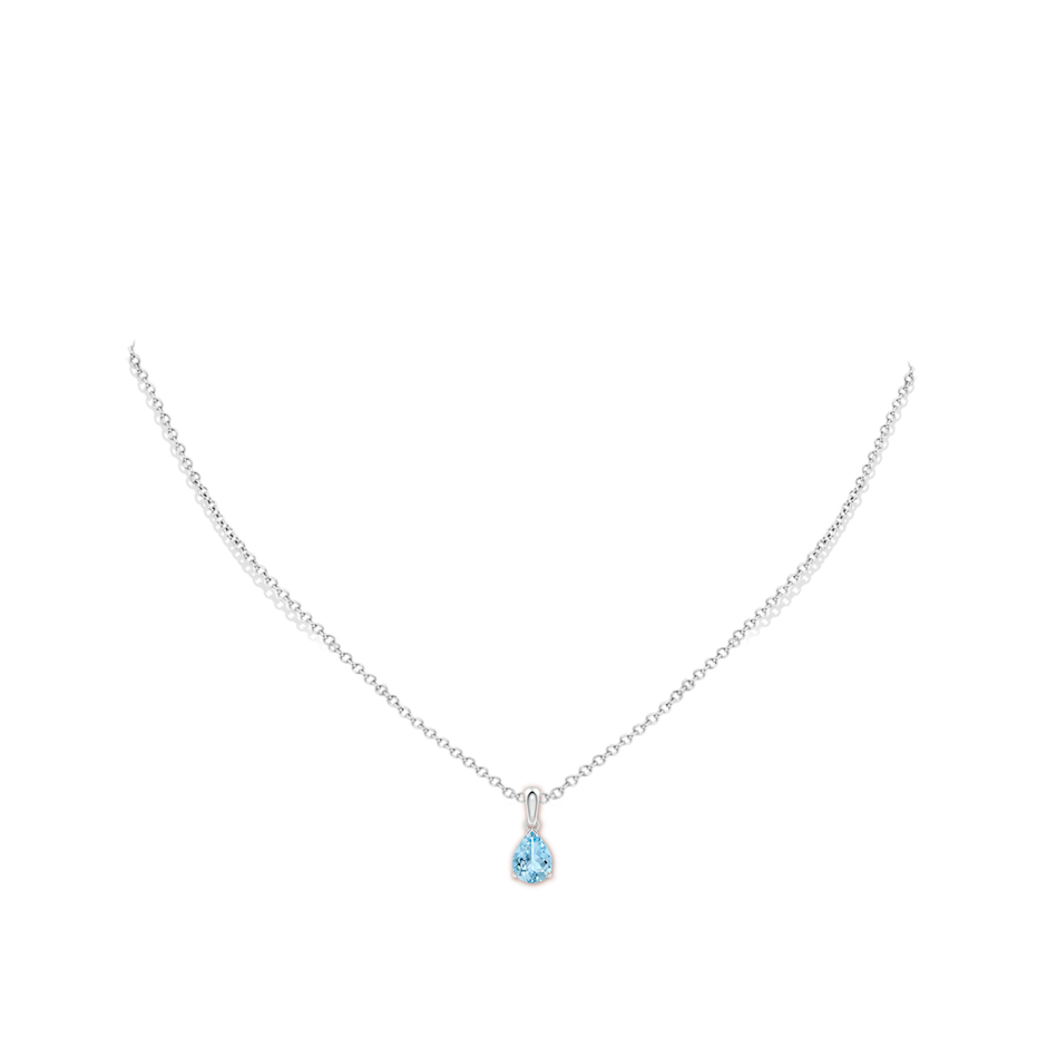 8x6mm AAAA Pear-Shaped Aquamarine Solitaire Pendant in P950 Platinum pen