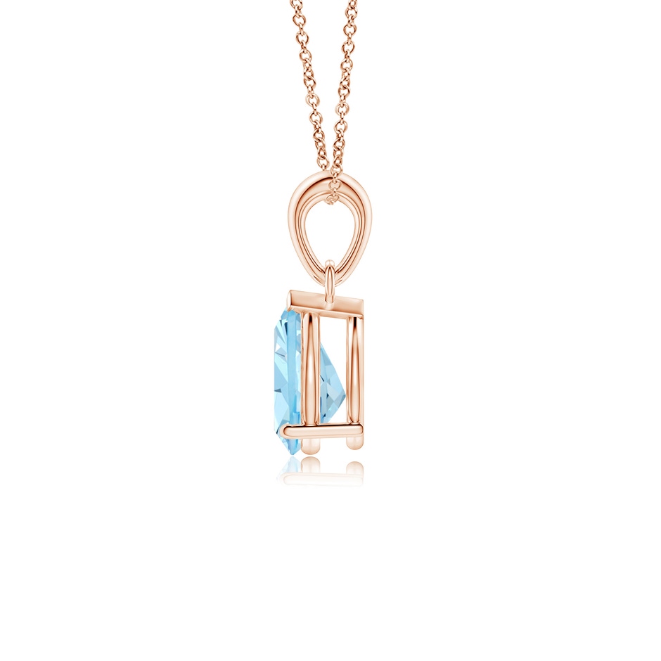 8x6mm AAAA Pear-Shaped Aquamarine Solitaire Pendant in Rose Gold side 199