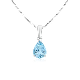 8x6mm AAAA Pear-Shaped Aquamarine Solitaire Pendant in S999 Silver