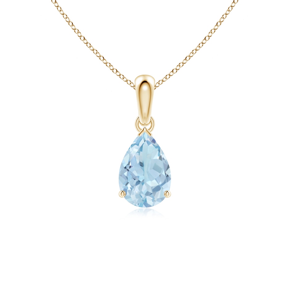 9x6mm AA Pear-Shaped Aquamarine Solitaire Pendant in 18K Yellow Gold 