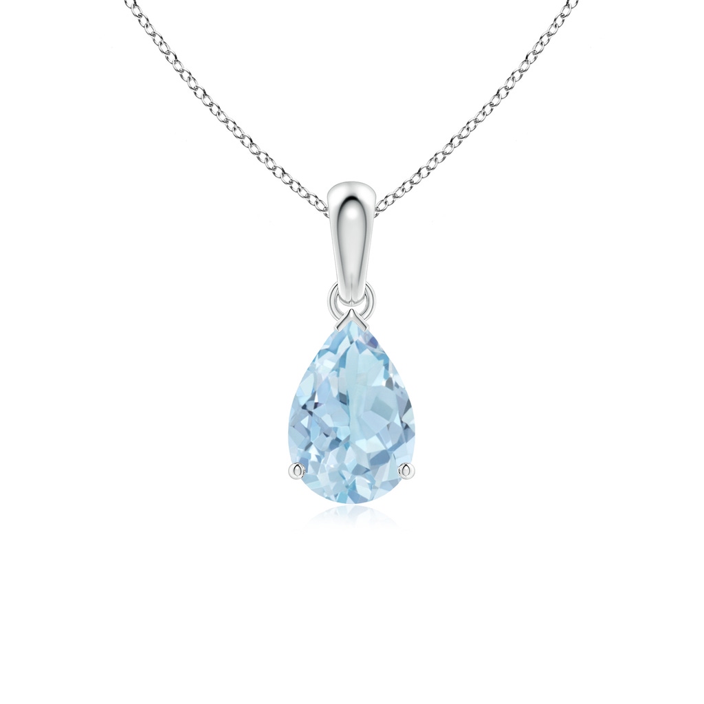 9x6mm AA Pear-Shaped Aquamarine Solitaire Pendant in S999 Silver