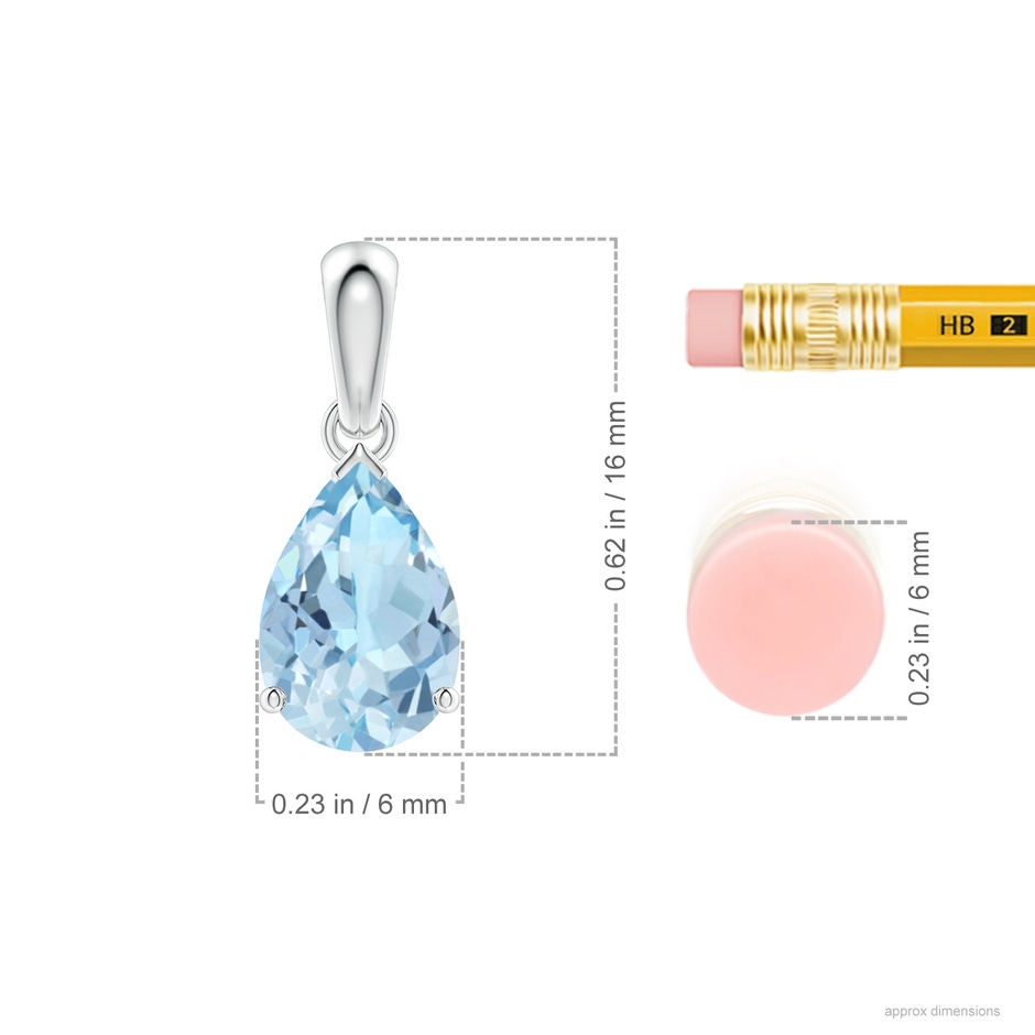 9x6mm AAA Pear-Shaped Aquamarine Solitaire Pendant in White Gold ruler