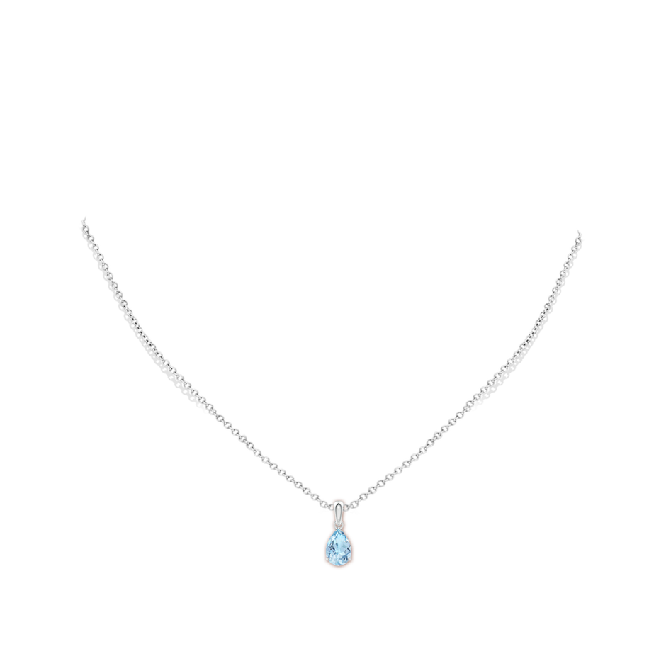 9x6mm AAA Pear-Shaped Aquamarine Solitaire Pendant in White Gold pen
