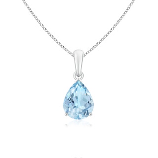 9x7mm AAA Pear-Shaped Aquamarine Solitaire Pendant in White Gold