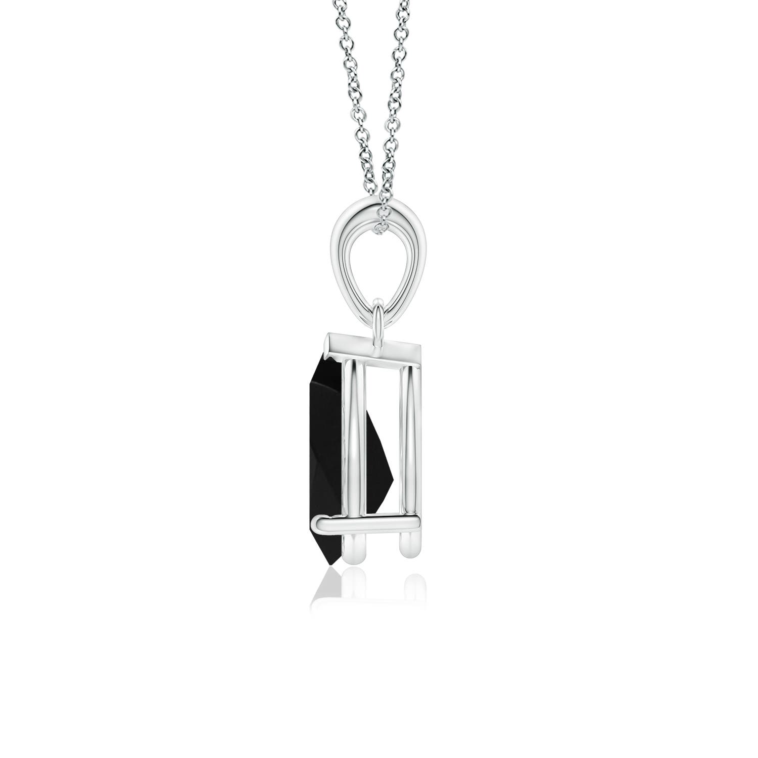 10x7mm AAA Prong-Set Pear Black Onyx Solitaire Pendant in P950 Platinum