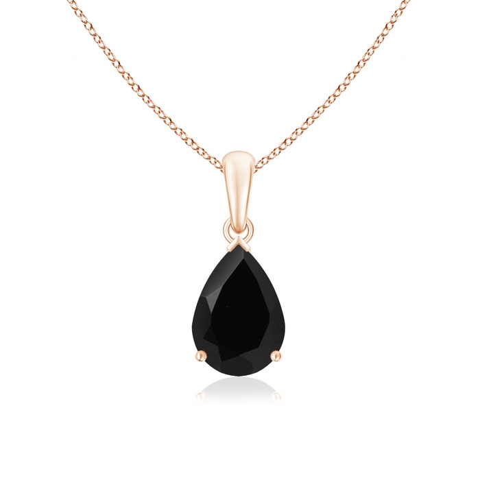 10x7mm AAA Pear-Shaped Black Onyx Solitaire Pendant in Rose Gold