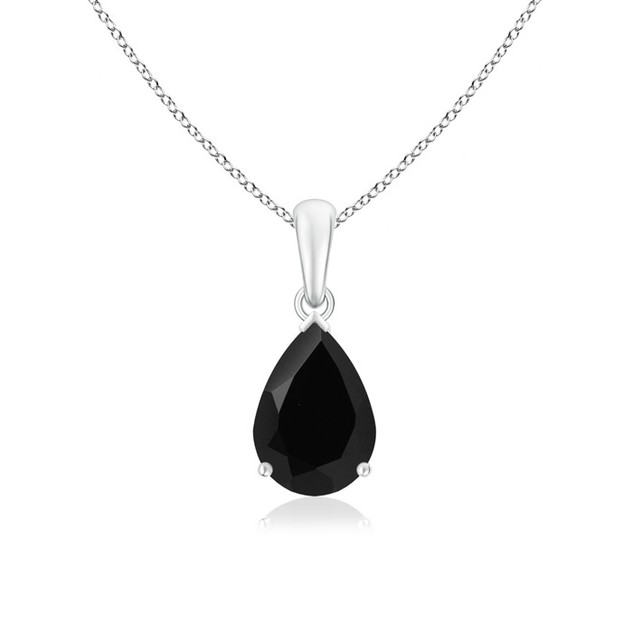 10x7mm AAA Pear-Shaped Black Onyx Solitaire Pendant in S999 Silver