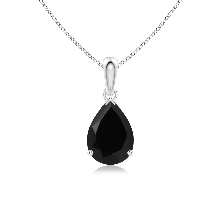 10x7mm AAA Prong-Set Pear Black Onyx Solitaire Pendant in White Gold 