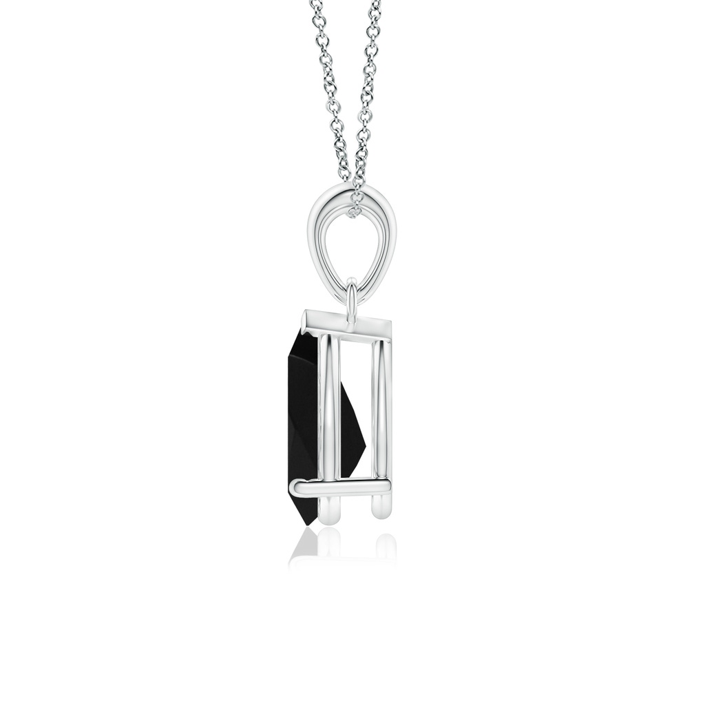 10x7mm AAA Prong-Set Pear Black Onyx Solitaire Pendant in White Gold - side 199