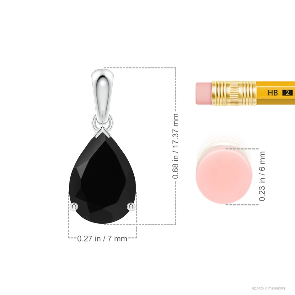 10x7mm AAA Prong-Set Pear Black Onyx Solitaire Pendant in White Gold ruler