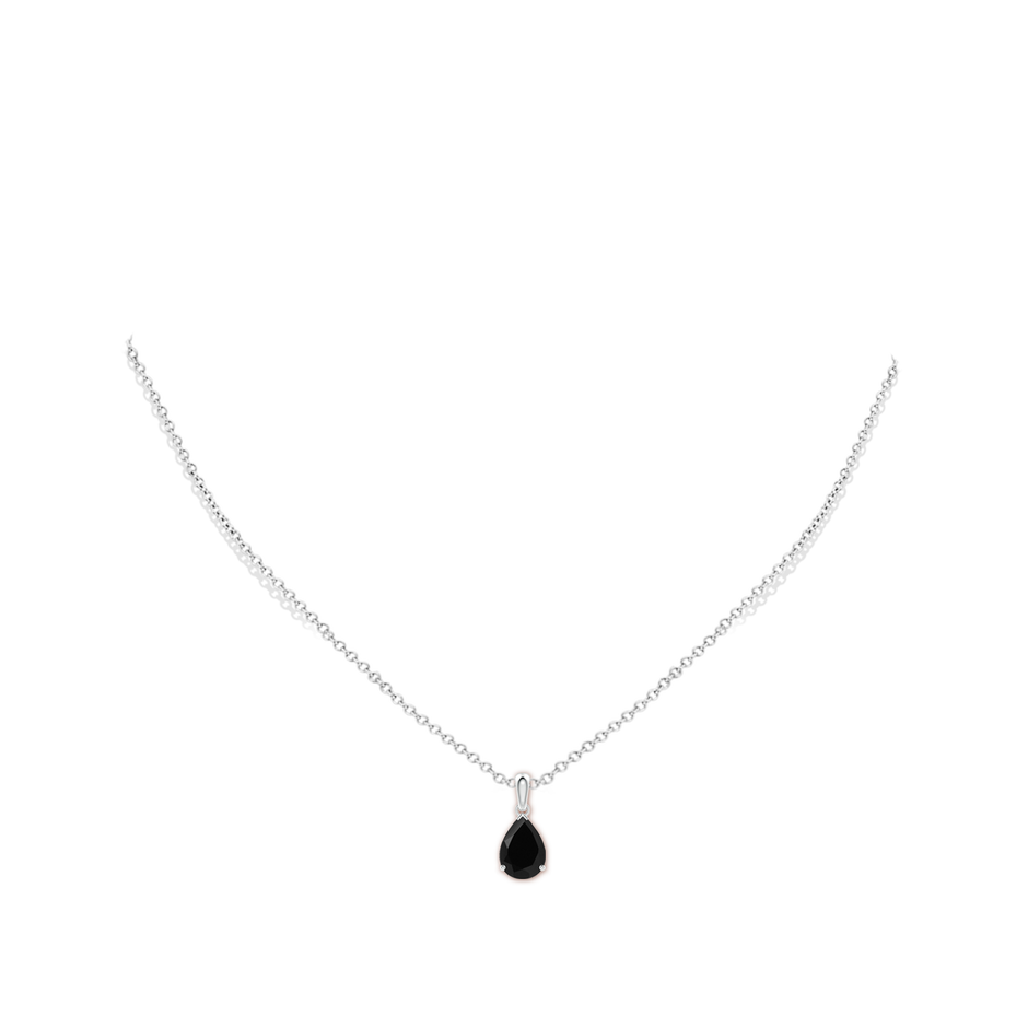 10x7mm AAA Prong-Set Pear Black Onyx Solitaire Pendant in White Gold pen