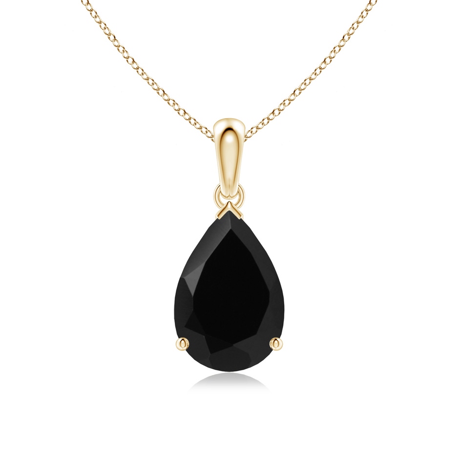 12x8mm AAA Prong-Set Pear Black Onyx Solitaire Pendant in 18K Yellow Gold 