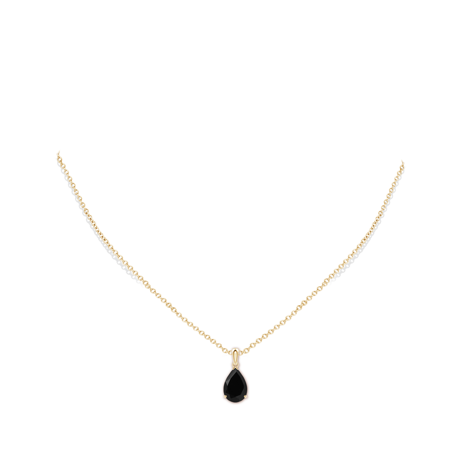 12x8mm AAA Prong-Set Pear Black Onyx Solitaire Pendant in 18K Yellow Gold pen
