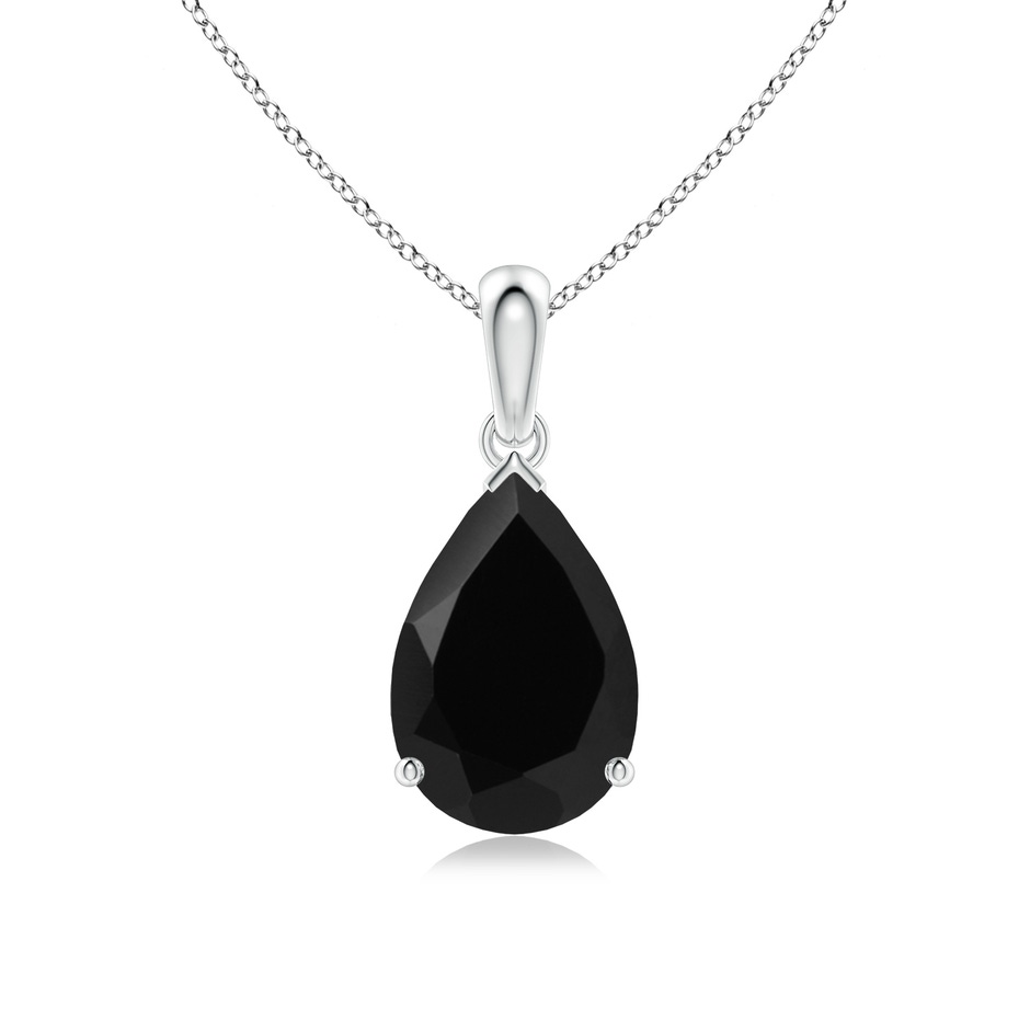 12x8mm AAA Prong-Set Pear Black Onyx Solitaire Pendant in P950 Platinum 