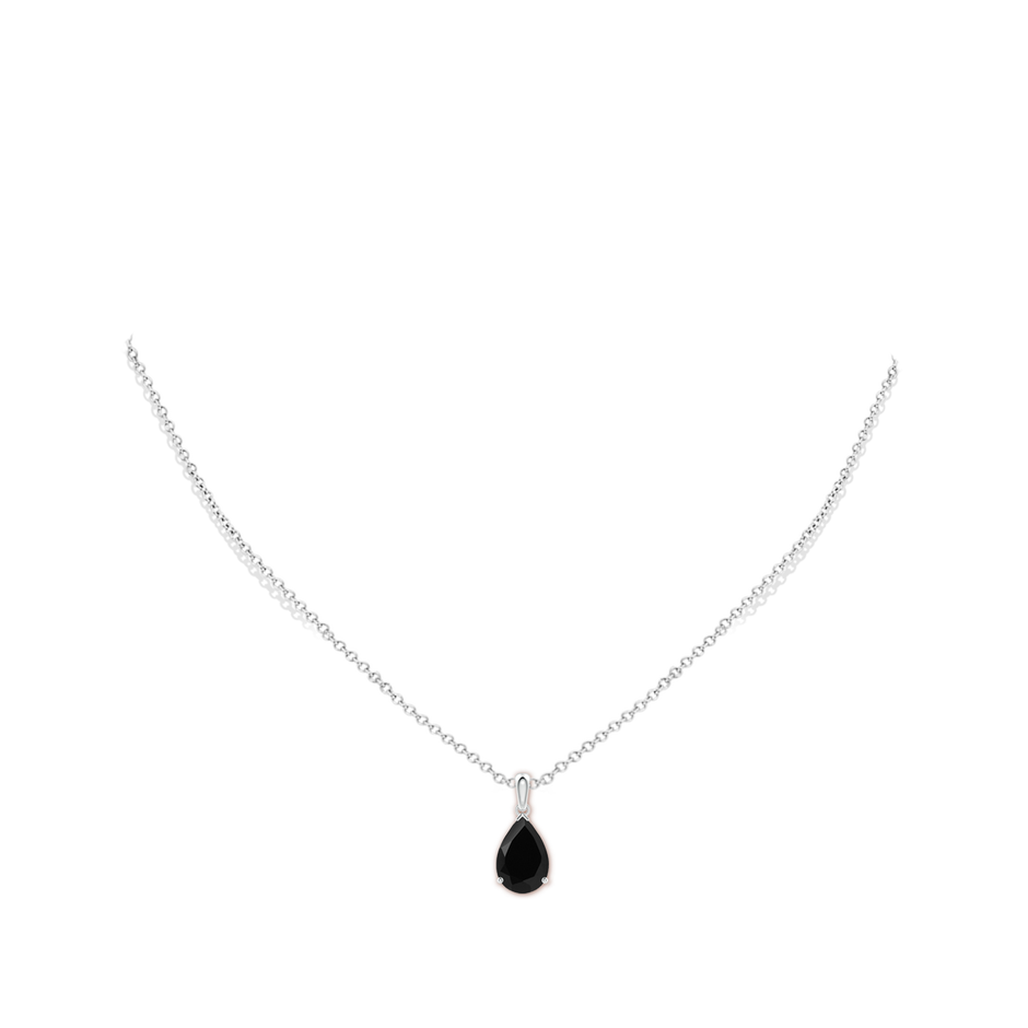 12x8mm AAA Prong-Set Pear Black Onyx Solitaire Pendant in P950 Platinum pen