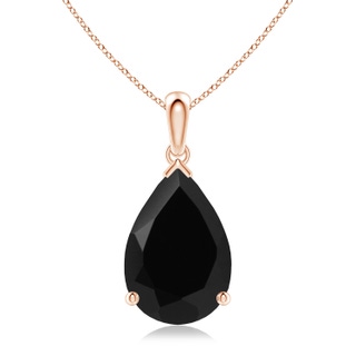 15x10mm AAA Prong-Set Pear Black Onyx Solitaire Pendant in 18K Rose Gold