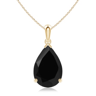 15x10mm AAA Prong-Set Pear Black Onyx Solitaire Pendant in 18K Yellow Gold