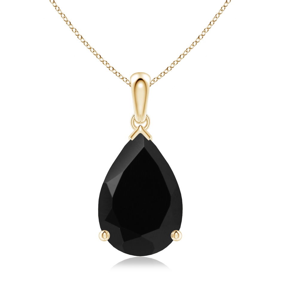 15x10mm AAA Prong-Set Pear Black Onyx Solitaire Pendant in 18K Yellow Gold 
