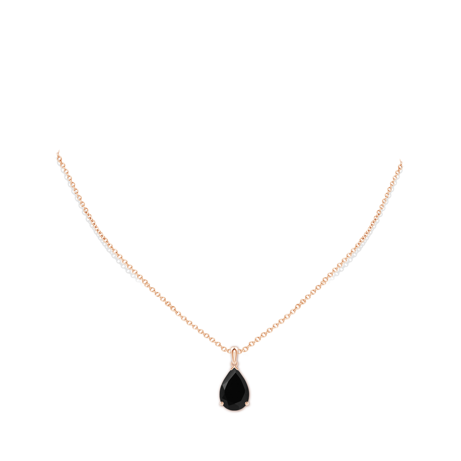15x10mm AAA Prong-Set Pear Black Onyx Solitaire Pendant in Rose Gold pen