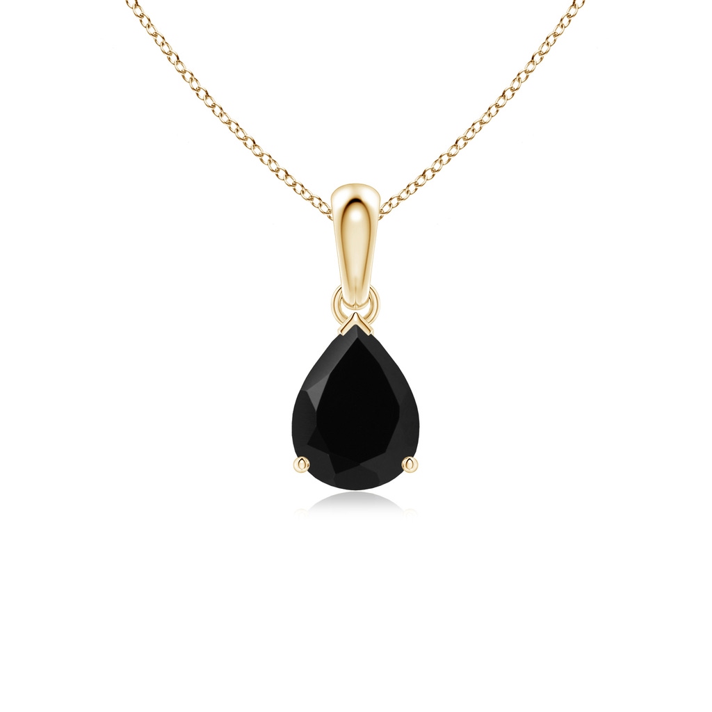 8x6mm AAA Prong-Set Pear Black Onyx Solitaire Pendant in 10K Yellow Gold