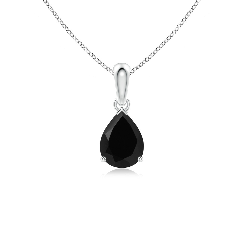 8x6mm AAA Prong-Set Pear Black Onyx Solitaire Pendant in P950 Platinum 
