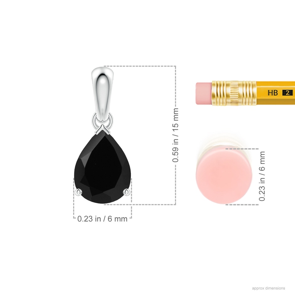 8x6mm AAA Prong-Set Pear Black Onyx Solitaire Pendant in P950 Platinum ruler