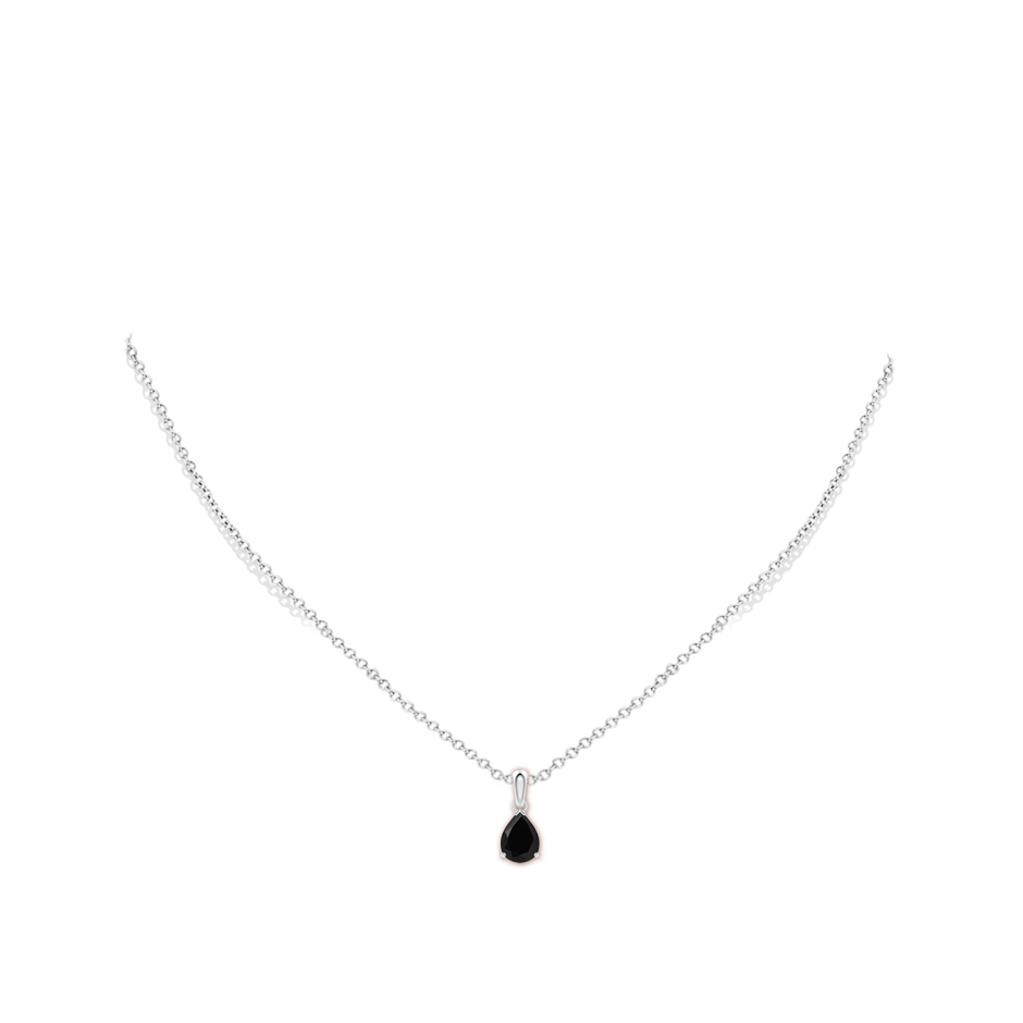 8x6mm AAA Prong-Set Pear Black Onyx Solitaire Pendant in P950 Platinum pen